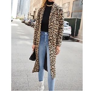 Long Faux Leopard Fur Coat